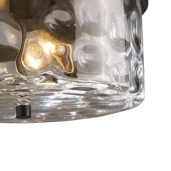 Atlas Grand Aisle 11'' Wide Outdoor Flush Mount - Elegant Hazelnut Bronze Lantern with Water Glass Design OL11007-BZ