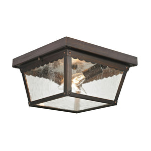Atlas Springfield Outdoor Flush Mount Light - Elegant 2-Light Fixture with Seeded Glass for Entryways Hazelnut Bronze 10'' OL11009-BZ