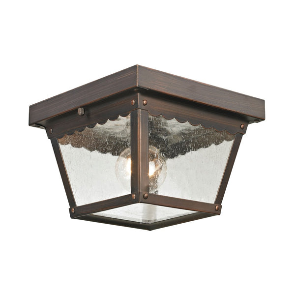 Atlas Springfield Outdoor Flush Mount Light - Elegant 2-Light Fixture with Seeded Glass for Entryways Hazelnut Bronze 8'' OL11010-BZ