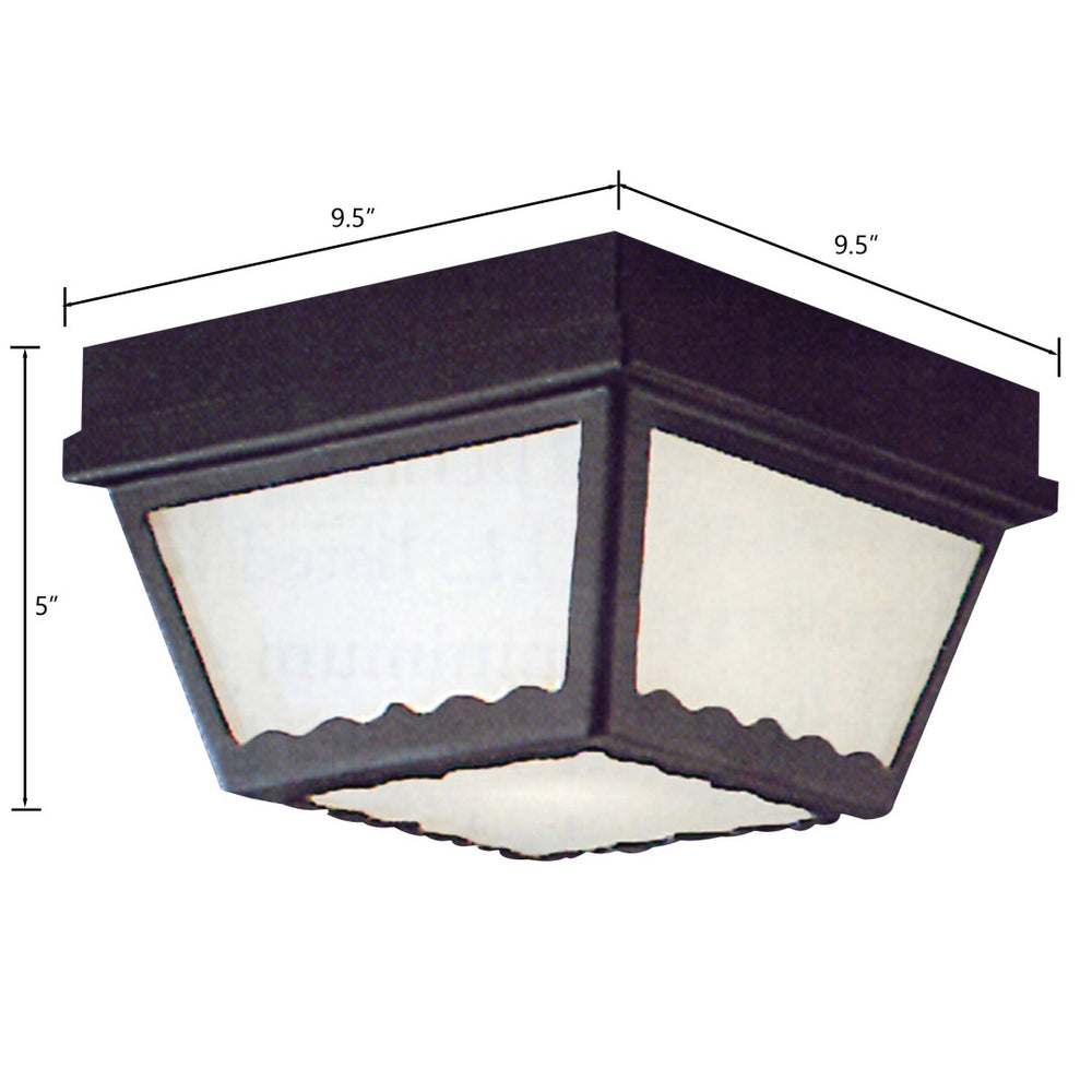 Atlas Wavy 10'' Wide 2-Light Outdoor Flush Mount Light Fixture for Modern Porches and Entryways Black OL11015-BK