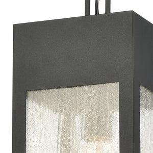 Atlas Angus 7'' Wide Outdoor Pendant Light - Charcoal Metal Fixture with Seeded Glass for Patios & Porches OL11016-BK