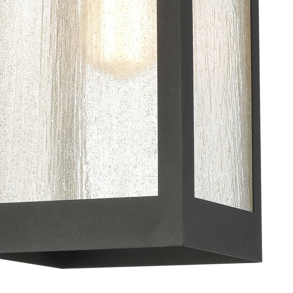 Atlas Angus 7'' Wide Outdoor Pendant Light - Charcoal Metal Fixture with Seeded Glass for Patios & Porches OL11016-BK