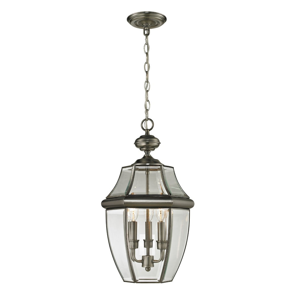 Atlas Ashford 12'' Wide 3-Light Outdoor Pendant - Elegant Antique Nickel Fixture for Timeless Charm OL11017-NK