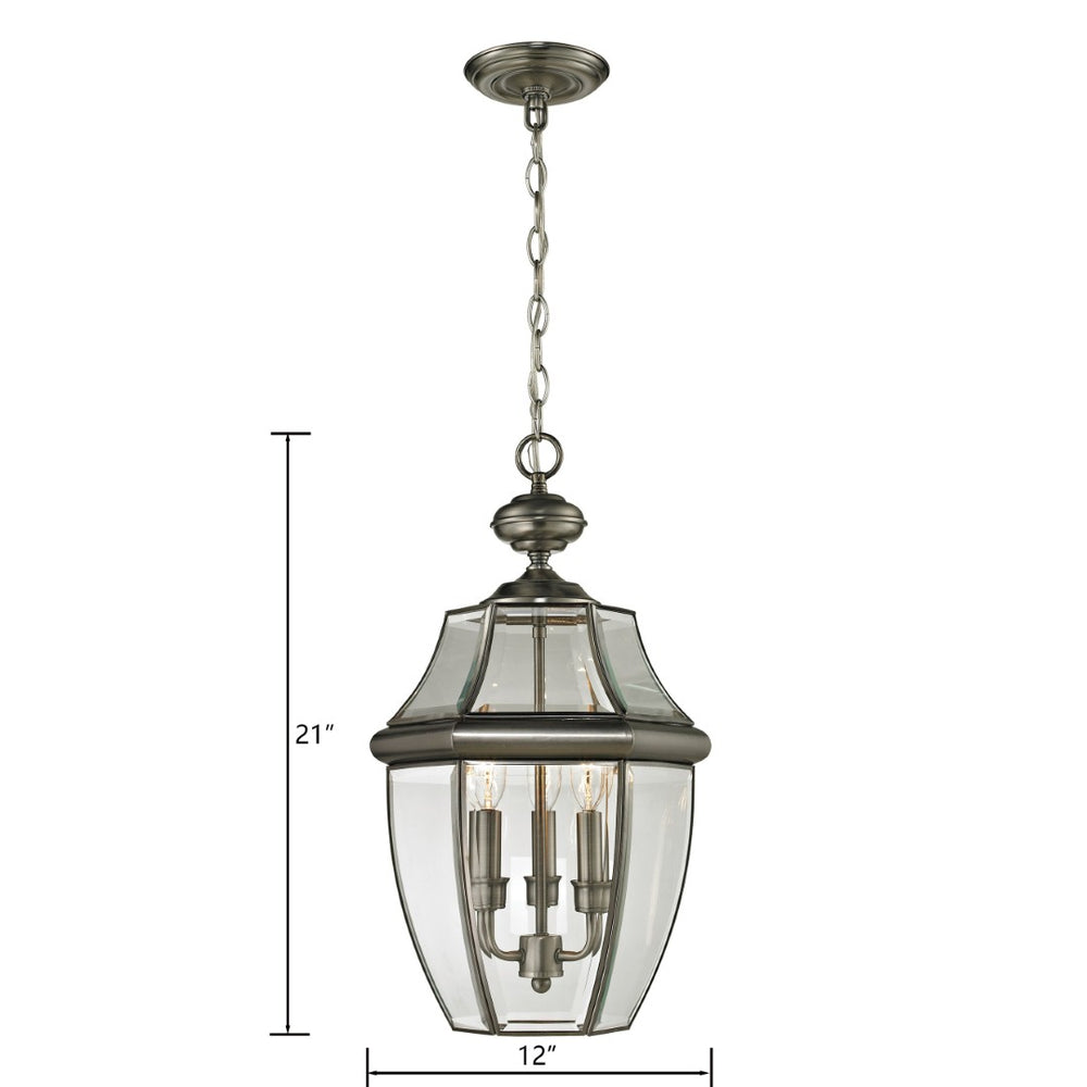 Atlas Ashford 12'' Wide 3-Light Outdoor Pendant - Elegant Antique Nickel Fixture for Timeless Charm OL11017-NK