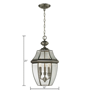 Atlas Ashford 12'' Wide 3-Light Outdoor Pendant - Elegant Antique Nickel Fixture for Timeless Charm OL11017-NK