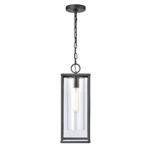 Atlas Augusta Modern 7'' Wide Outdoor Pendant Light - Matte Black Lantern for Porch & Patio Elegance OL11019-BK