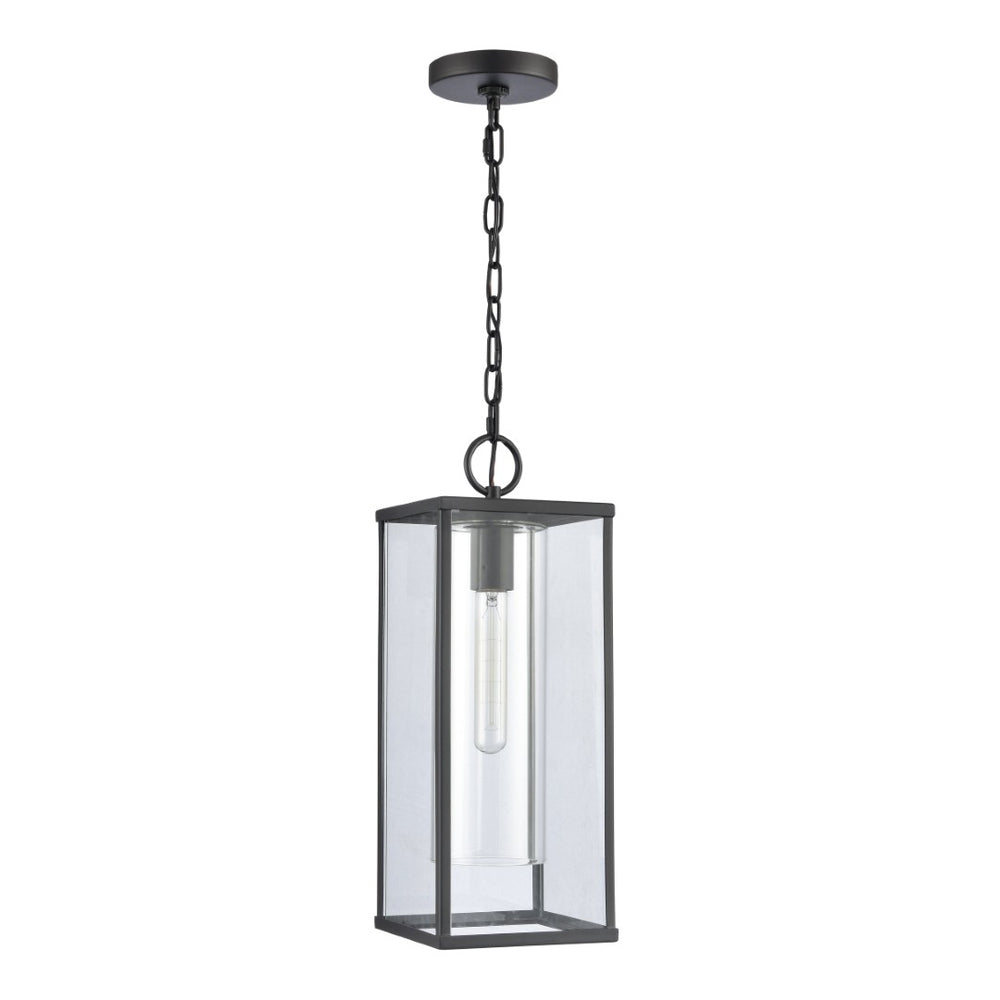 Atlas Augusta Modern 7'' Wide Outdoor Pendant Light - Matte Black Lantern for Porch & Patio Elegance OL11019-BK