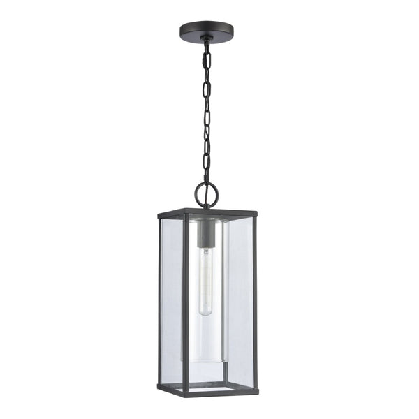 Atlas Augusta Modern 7'' Wide Outdoor Pendant Light - Matte Black Lantern for Porch & Patio Elegance OL11019-BK