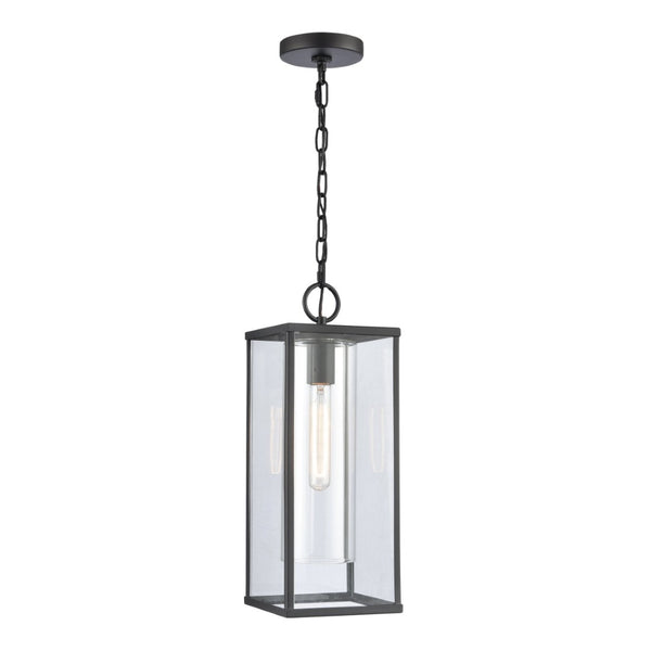 Atlas Augusta Modern 7'' Wide Outdoor Pendant Light - Matte Black Lantern for Porch & Patio Elegance OL11019-BK