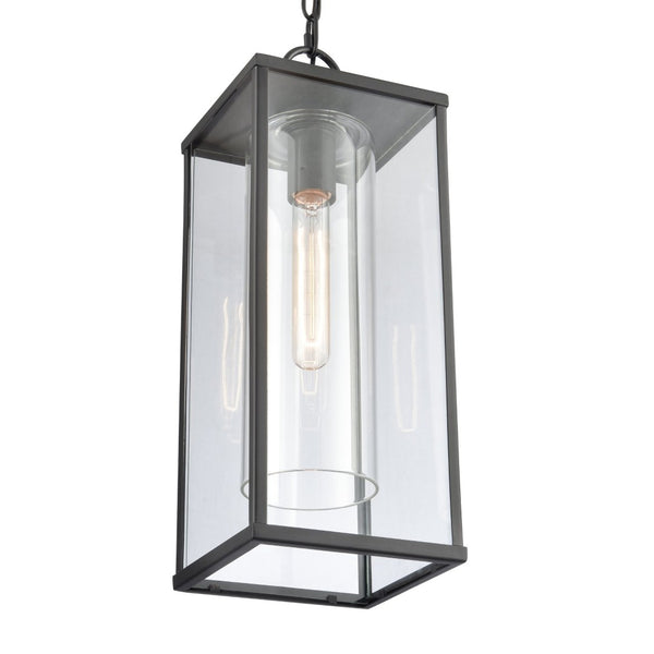 Atlas Augusta Modern 7'' Wide Outdoor Pendant Light - Matte Black Lantern for Porch & Patio Elegance OL11019-BK