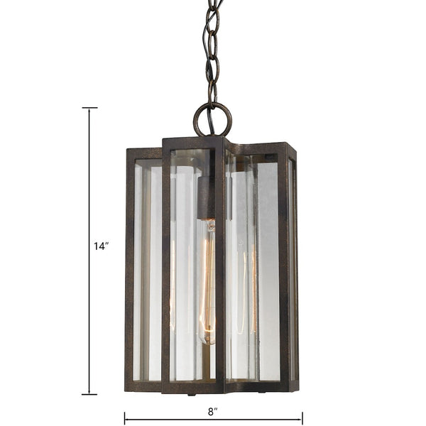 Atlas Bianca 8" Wide Outdoor Pendant Light - Contemporary Design with Curved Glass for Elegant Illumination Hazelnut Bronze OL11020-BZ