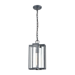 Atlas Bianca 8" Wide Outdoor Pendant Light - Contemporary Design with Curved Glass for Elegant Illumination Aged Zinc OL11020-GY