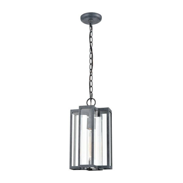 Atlas Bianca 8" Wide Outdoor Pendant Light - Contemporary Design with Curved Glass for Elegant Illumination Aged Zinc OL11020-GY