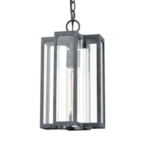 Atlas Bianca 8" Wide Outdoor Pendant Light - Contemporary Design with Curved Glass for Elegant Illumination Aged Zinc OL11020-GY