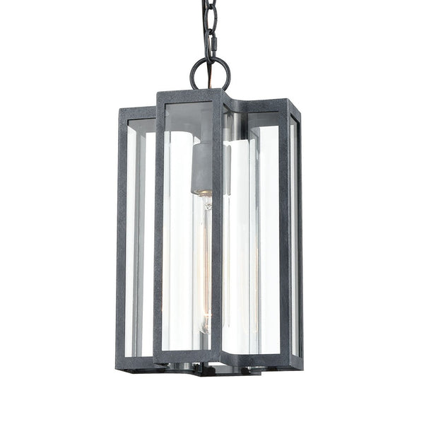Atlas Bianca 8" Wide Outdoor Pendant Light - Contemporary Design with Curved Glass for Elegant Illumination Aged Zinc OL11020-GY