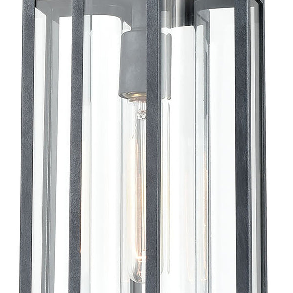 Atlas Bianca 8" Wide Outdoor Pendant Light - Contemporary Design with Curved Glass for Elegant Illumination Aged Zinc OL11020-GY