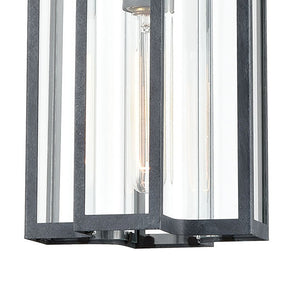 Atlas Bianca 8" Wide Outdoor Pendant Light - Contemporary Design with Curved Glass for Elegant Illumination Aged Zinc OL11020-GY