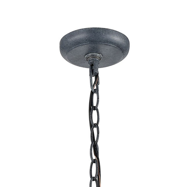 Atlas Bianca 8" Wide Outdoor Pendant Light - Contemporary Design with Curved Glass for Elegant Illumination Aged Zinc OL11020-GY