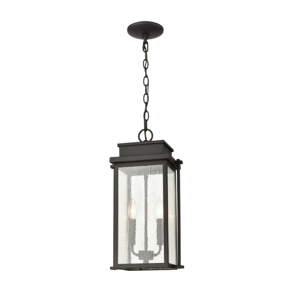 Atlas Braddock 10" Wide 2-Light Outdoor Pendant - Architectural Bronze with Seeded Glass for Curb Appeal OL11021-BZ