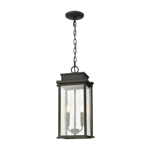 Atlas Braddock 10" Wide 2-Light Outdoor Pendant - Architectural Bronze with Seeded Glass for Curb Appeal OL11021-BZ