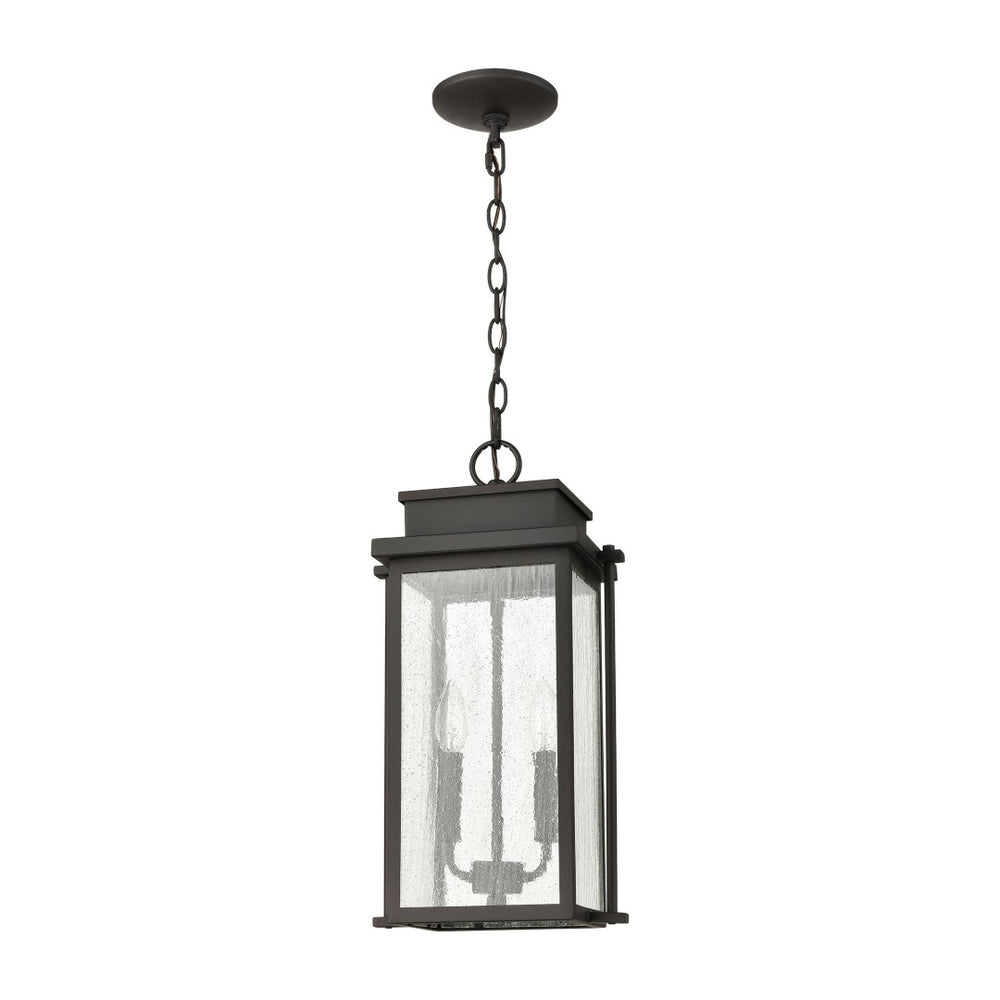 Atlas Braddock 10" Wide 2-Light Outdoor Pendant - Architectural Bronze with Seeded Glass for Curb Appeal OL11021-BZ