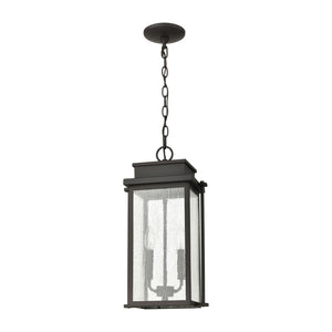 Atlas Braddock 10" Wide 2-Light Outdoor Pendant - Architectural Bronze with Seeded Glass for Curb Appeal OL11021-BZ