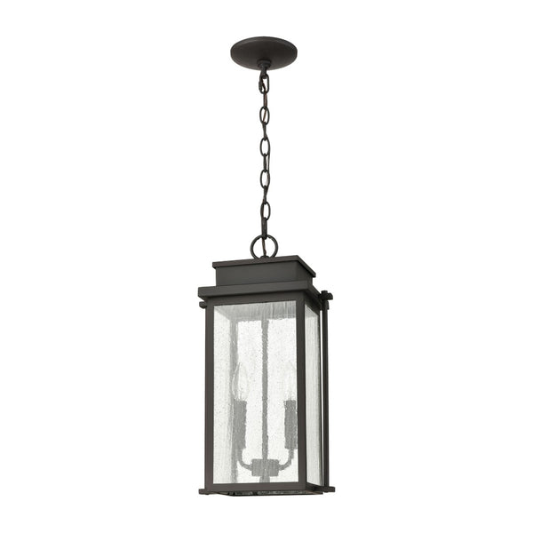 Atlas Braddock 10" Wide 2-Light Outdoor Pendant - Architectural Bronze with Seeded Glass for Curb Appeal OL11021-BZ