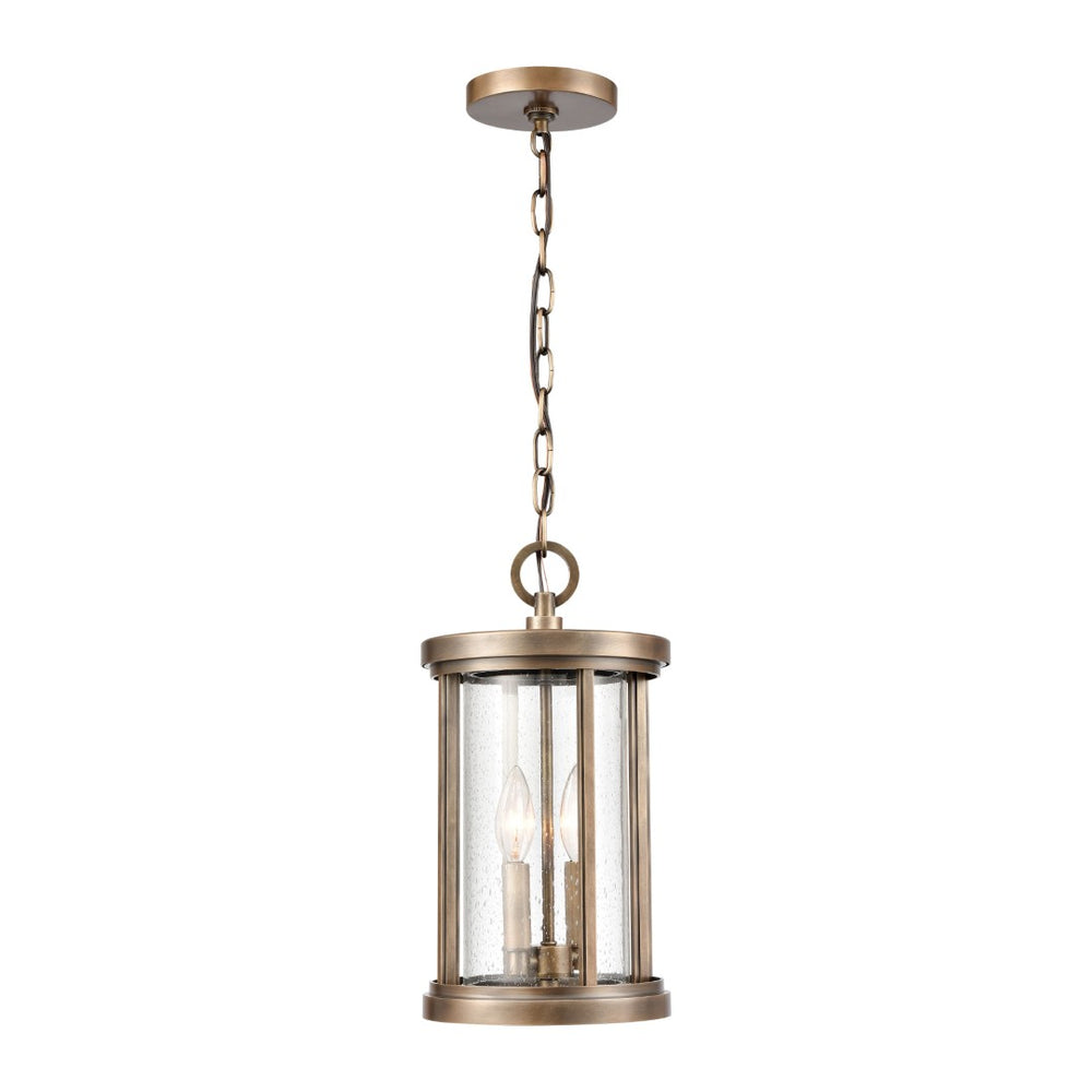 Atlas Brison 8" Wide Vintage Brass 2-Light Outdoor Pendant – Timeless Lantern for Porches & Patios OL11022-BS