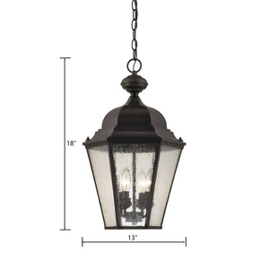 Atlas Cotswold 13" Wide 4-Light Outdoor Pendant - Elegant Oil Rubbed Bronze Fixture for Porches & Patios OL11026-BZ