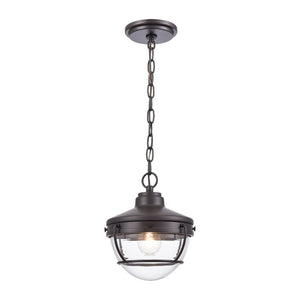 Atlas Eastport Nautical 9" Outdoor Pendant Light - Vintage Oil Rubbed Bronze & Ribbed Glass Charm OL11029-BZ