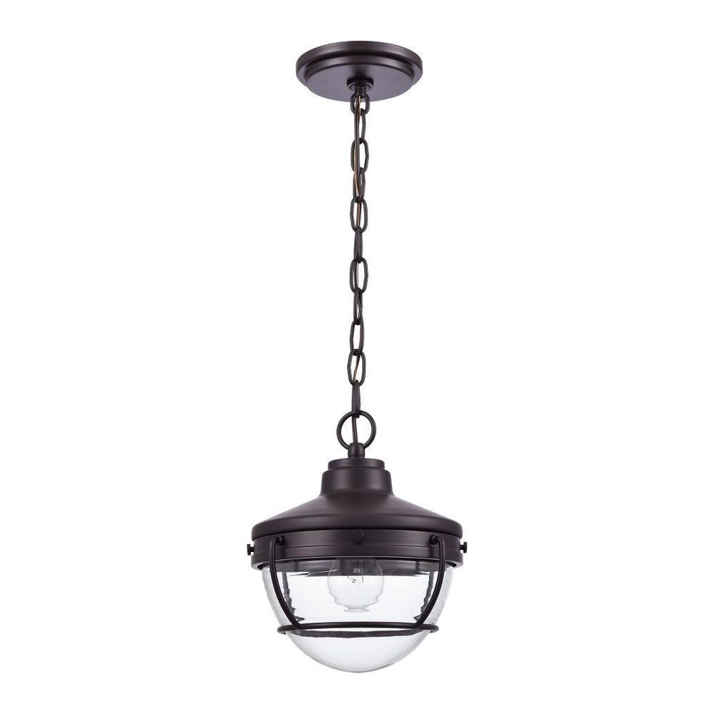 Atlas Eastport Nautical 9" Outdoor Pendant Light - Vintage Oil Rubbed Bronze & Ribbed Glass Charm OL11029-BZ