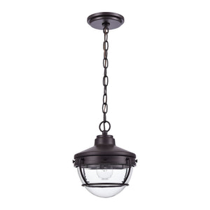 Atlas Eastport Nautical 9" Outdoor Pendant Light - Vintage Oil Rubbed Bronze & Ribbed Glass Charm OL11029-BZ