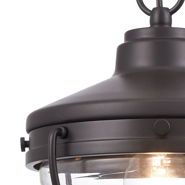 Atlas Eastport Nautical 9" Outdoor Pendant Light - Vintage Oil Rubbed Bronze & Ribbed Glass Charm OL11029-BZ