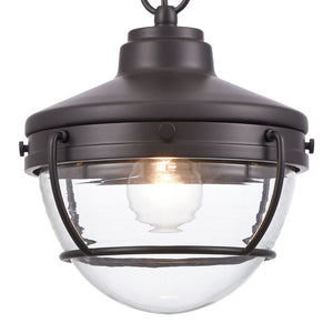 Atlas Eastport Nautical 9" Outdoor Pendant Light - Vintage Oil Rubbed Bronze & Ribbed Glass Charm OL11029-BZ