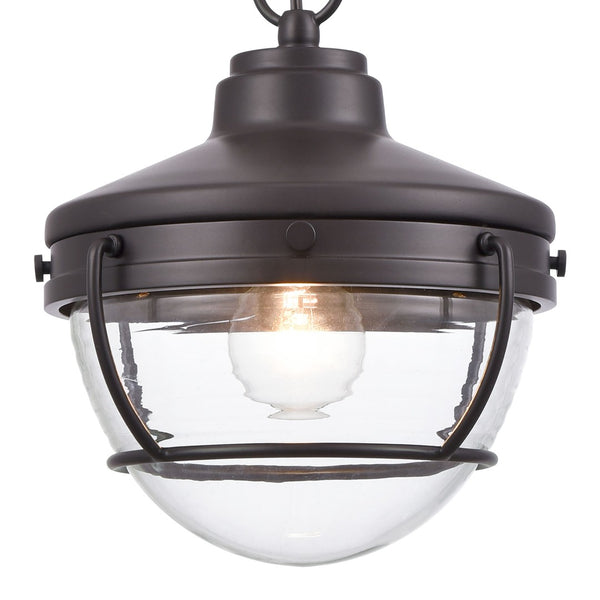 Atlas Eastport Nautical 9" Outdoor Pendant Light - Vintage Oil Rubbed Bronze & Ribbed Glass Charm OL11029-BZ