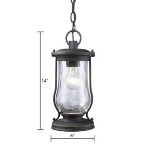 Atlas Farmstead 6'' Wide 1-Light Outdoor Pendant - Timeless Matte Black Lantern for Patios & Entryways OL11030-BK