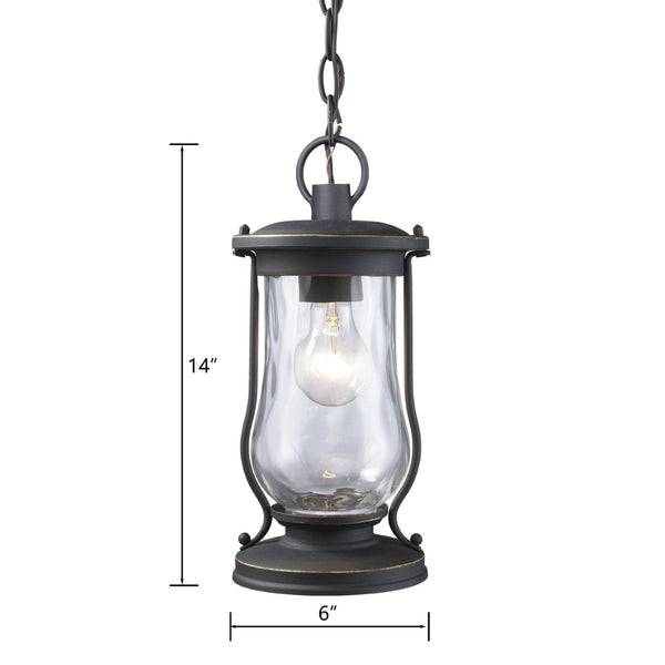 Atlas Farmstead 6'' Wide 1-Light Outdoor Pendant - Timeless Matte Black Lantern for Patios & Entryways OL11030-BK