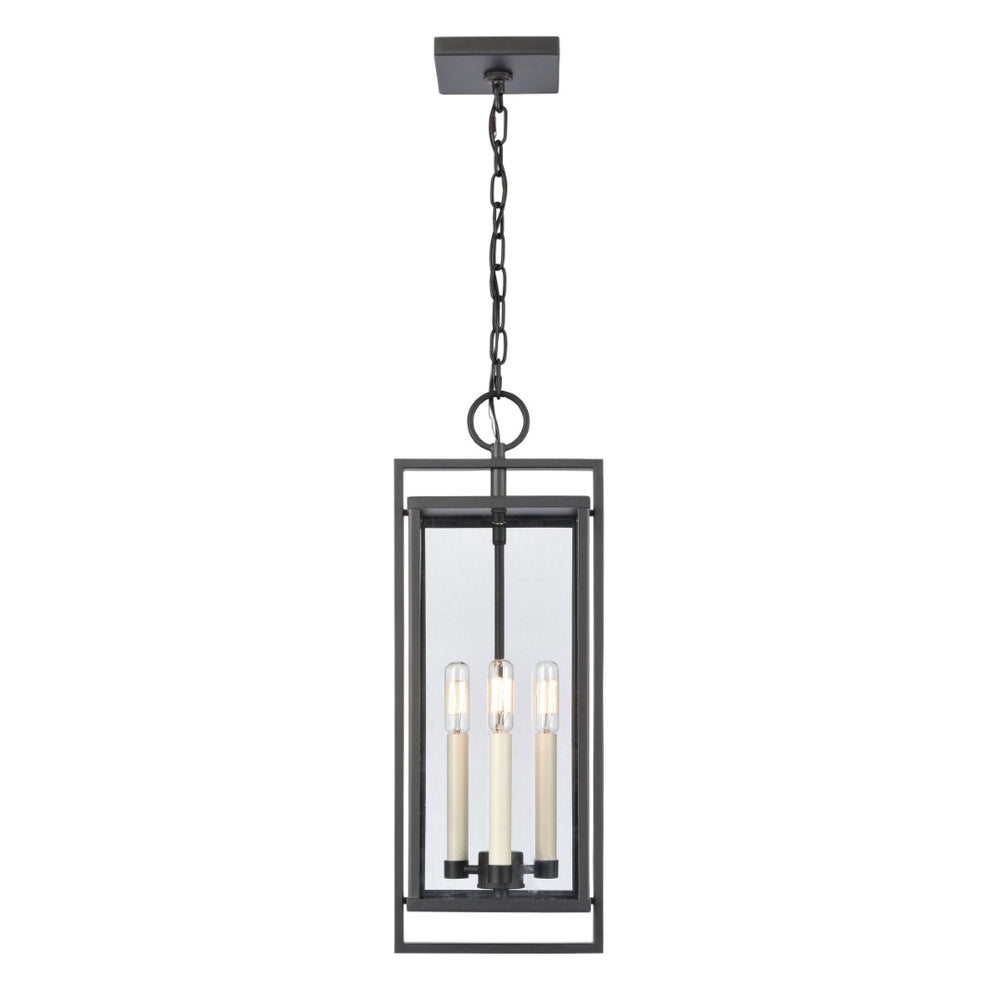 Atlas Gladwyn 8.25" Wide Modern 3-Light Outdoor Pendant - Matte Black Lantern for Stylish Exteriors OL11031-BK
