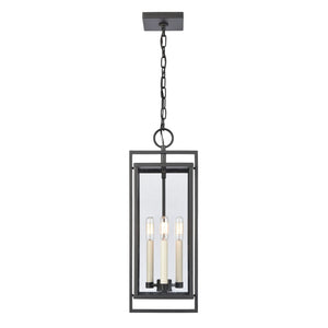 Atlas Gladwyn 8.25" Wide Modern 3-Light Outdoor Pendant - Matte Black Lantern for Stylish Exteriors OL11031-BK