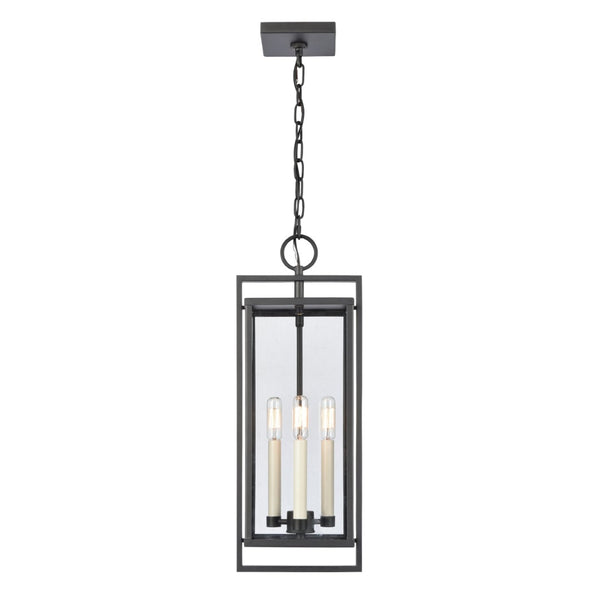 Atlas Gladwyn 8.25" Wide Modern 3-Light Outdoor Pendant - Matte Black Lantern for Stylish Exteriors OL11031-BK