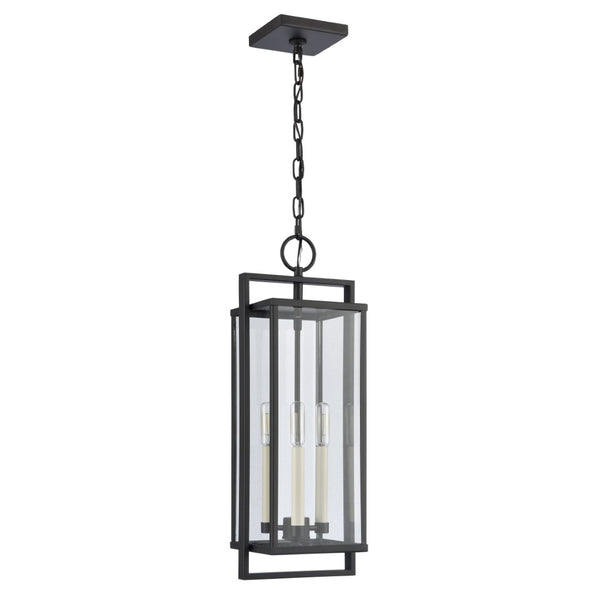 Atlas Gladwyn 8.25" Wide Modern 3-Light Outdoor Pendant - Matte Black Lantern for Stylish Exteriors OL11031-BK