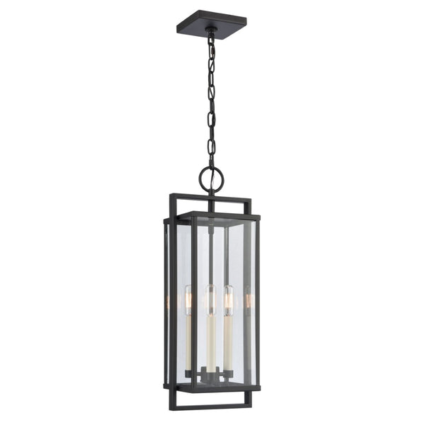 Atlas Gladwyn 8.25" Wide Modern 3-Light Outdoor Pendant - Matte Black Lantern for Stylish Exteriors OL11031-BK
