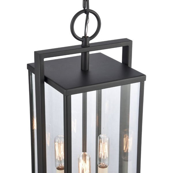 Atlas Gladwyn 8.25" Wide Modern 3-Light Outdoor Pendant - Matte Black Lantern for Stylish Exteriors OL11031-BK