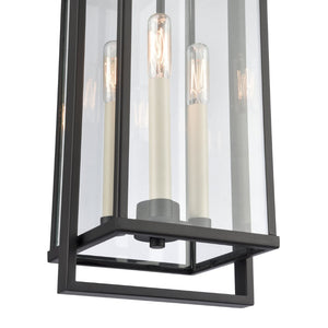 Atlas Gladwyn 8.25" Wide Modern 3-Light Outdoor Pendant - Matte Black Lantern for Stylish Exteriors OL11031-BK