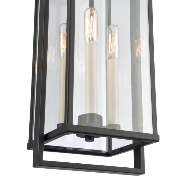 Atlas Gladwyn 8.25" Wide Modern 3-Light Outdoor Pendant - Matte Black Lantern for Stylish Exteriors OL11031-BK