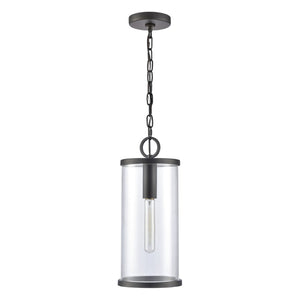 Atlas Hopkins 1-Light Outdoor Pendant in Charcoal Black - Modern Cylindrical Lantern for Patios & Entryways OL11032-BK
