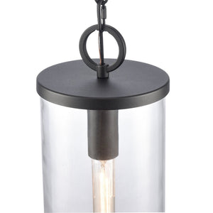 Atlas Hopkins 1-Light Outdoor Pendant in Charcoal Black - Modern Cylindrical Lantern for Patios & Entryways OL11032-BK