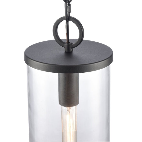 Atlas Hopkins 1-Light Outdoor Pendant in Charcoal Black - Modern Cylindrical Lantern for Patios & Entryways OL11032-BK