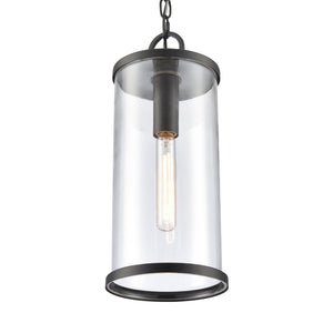 Atlas Hopkins 1-Light Outdoor Pendant in Charcoal Black - Modern Cylindrical Lantern for Patios & Entryways OL11032-BK