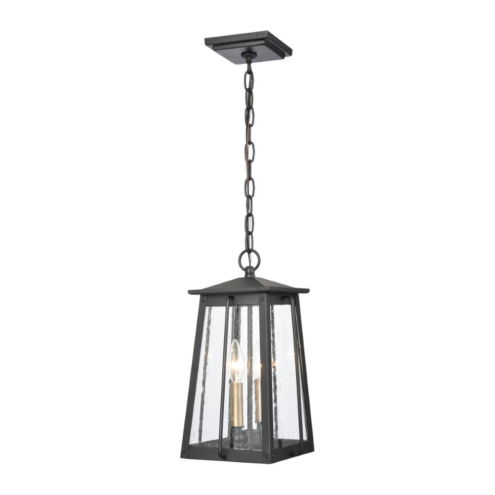 Atlas Kirkdale 9" Wide 2-Light Outdoor Pendant - Matte Black Fixture for Stylish Entryways & Patios OL11035-BK